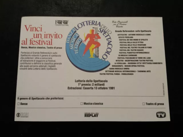 Cartolina  Lotteria Dello Spettacolo 1991
