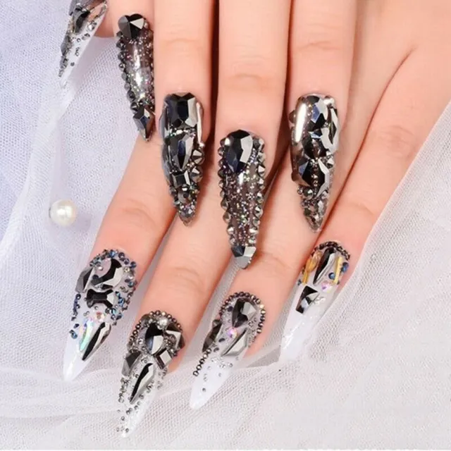Mejora tu arte en uñas con diamantes de imitación de uñas de vidrio electrochapado (100 piezas)