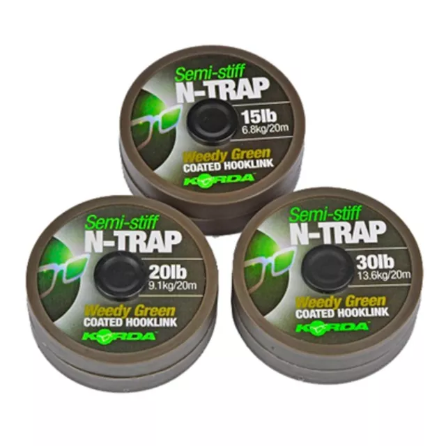 Korda N Trap Semi Stiff Weedy Green Braided Hooklink NEW Carp Fishing Hook Link