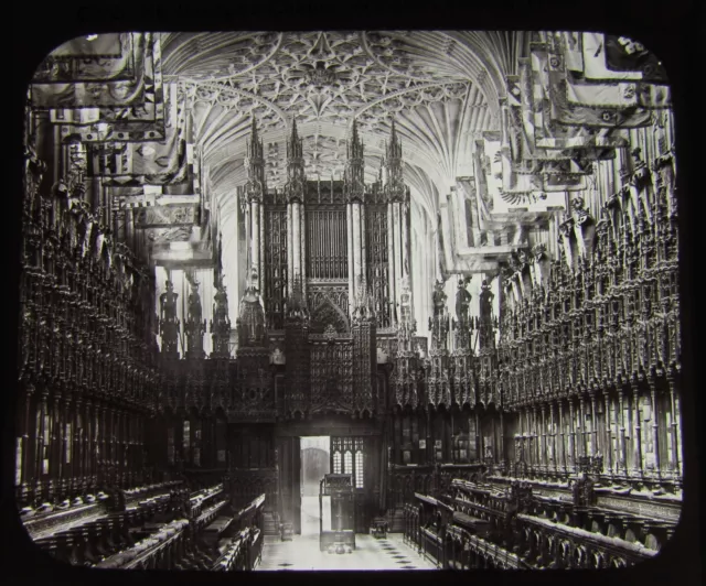 GWW Glas magische Laterne Rutsche WINDSOR CASTLE - CHOR ST GEORGES CHAPEL C1890