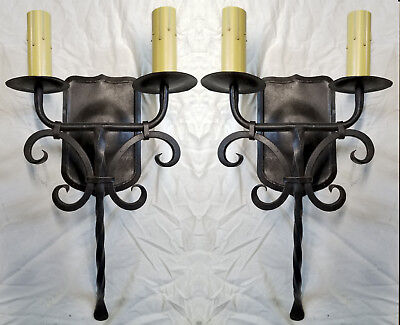 @ Pair 1920S Style Wrought Iron Spanish Revival Tuscan Wall Sconce Lamp Light @