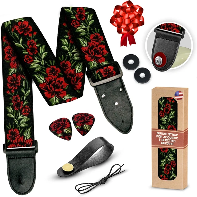 Guitar Strap Woven Adjustable W/ FREE BONUS [2023 NEW] 2 Picks + Strap Locks + S