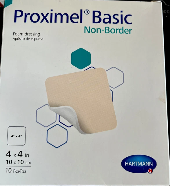 Hartmann Proximel Silicone Foam Dressing bandage w non Border, 10 Pcs, 4 x 4 in.