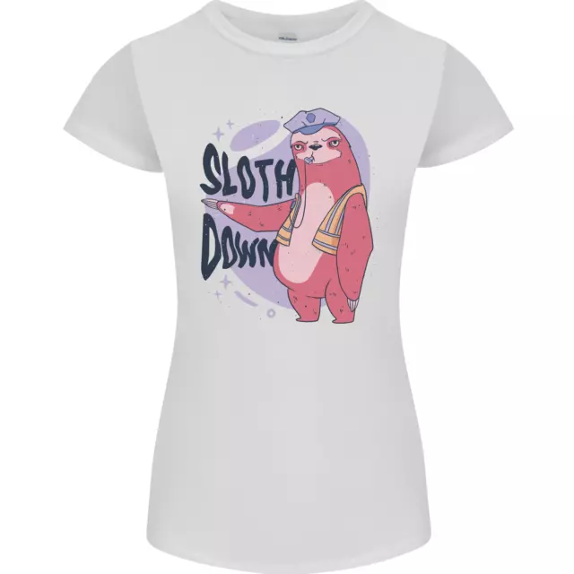 Sloth Down Policeman Divertente T-shirt donna Petite Cut