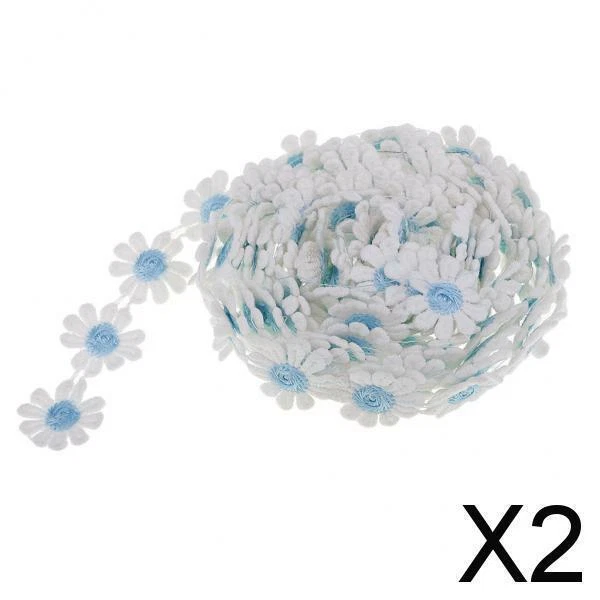 2X New Trim Spitze bestickte Spitze Braut Trim DIY Handwerk Kleidung himmelblau