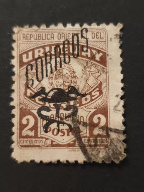 URUGUAY 1946 issues of 1897 overprinted 'Correos' and Caduceus 2c used