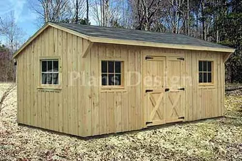 10' x 16' Saltbox Roof Style Storage Shed Plans, #71016