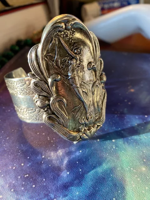 Art Nouveau Woman Cuff MYELEGANTTHINGS Vintage inspired silver CUFF USA
