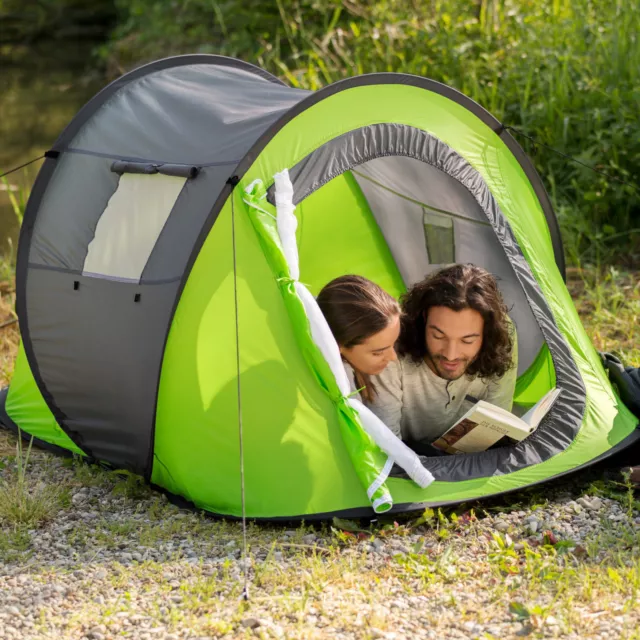 Wurfzelt Pop-up Zelt Automatikzelt Camping Strand Trekkingzelt 2 Personen grün 3