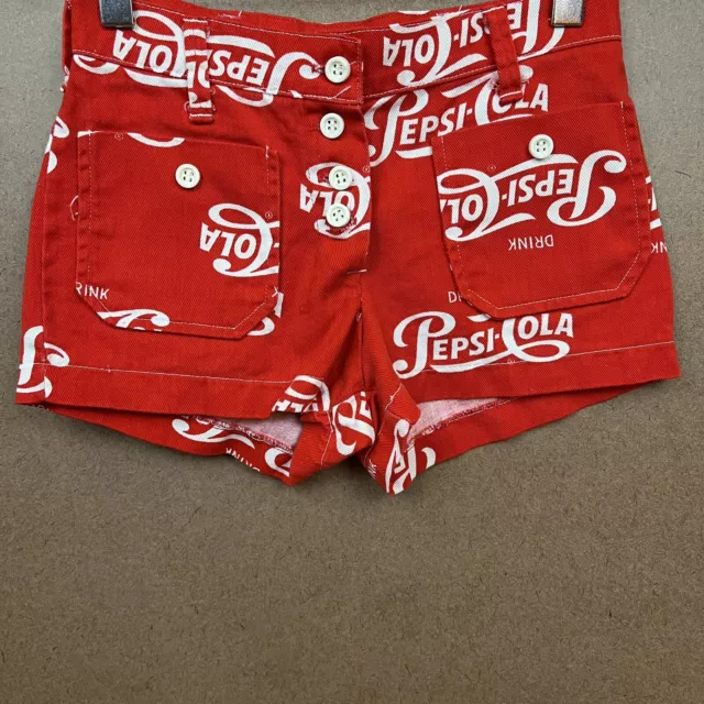 VTG 60s 70s Sportse Pepsi-Cola Spellout Hot Pants Short Shorts Red 25W