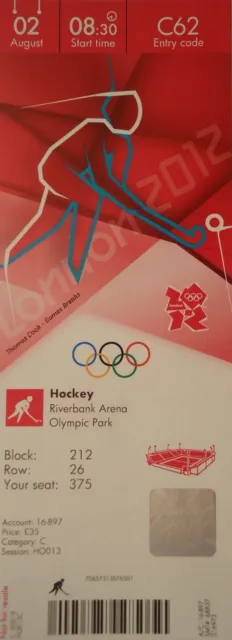 mint TICKET Olympia 2.8.2012 Women's Hockey Südkorea - Japan C62