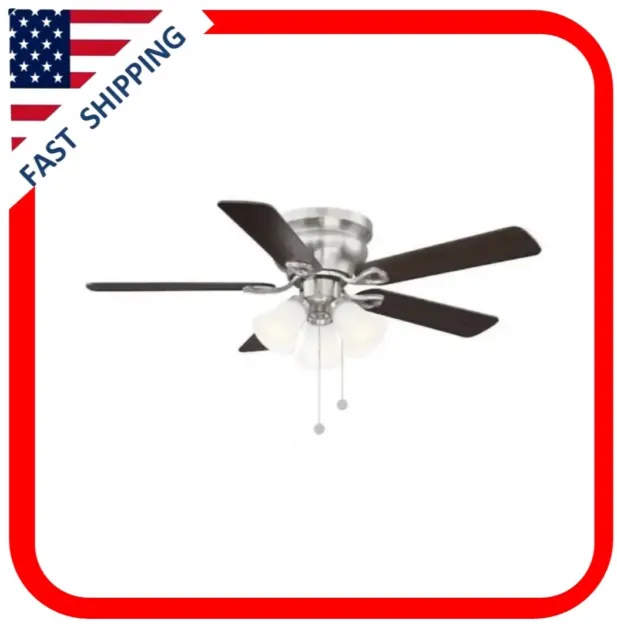 Clarkston II 44 in. LED Indoor Brushed Nickel Ceiling Fan with Light Kit