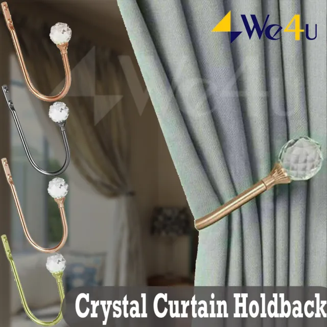 2X Metal Crystal Curtain Holdback Wall Tie Backs Hook Hanger Holder Home Decor