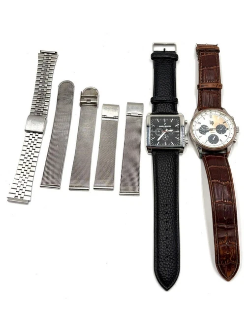 Bracelet De Montre LIP Vintage 1985 – Cuir Et Velours Noir – Dame – Neuf Sans Boîte