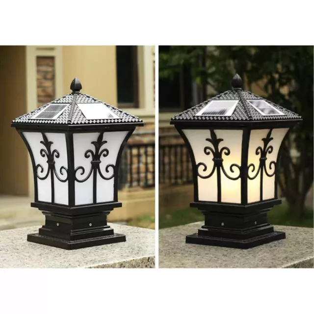 2-PACK Solar LED Post Light Lamp Garden Yard Lawn Black Decor Lamp Pillar Light