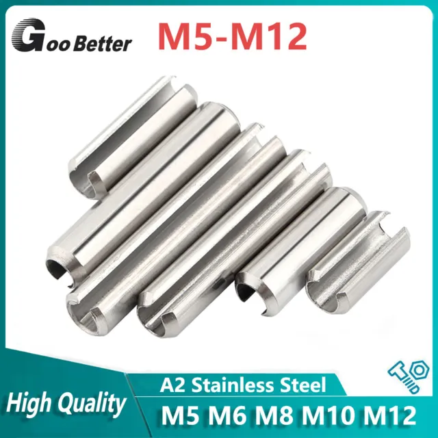 M5 M6 M8 M10 M12 Slotted Spring Tension Pins Sellock Roll Pins A2 Stainless