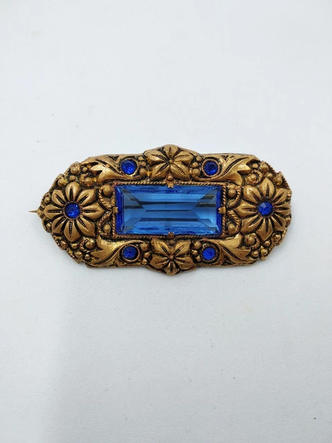 Broche Fantaisie Vintage En Verre Et Strass Années 1950 - Occasion