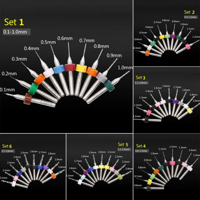 Juego de 20 piezas de mini brocas de micro brocas de carburo placa de circuito de impresión CNC placa de impresión de 0,1 mm-3,0 mm