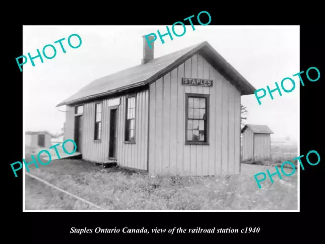 OLD 6 X 4 HISTORIC PHOTO OF STAPLES ONTARIO CANADA THE RAILROAD STATION c1940