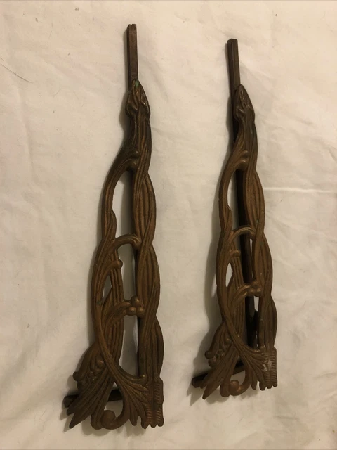 Pair Antique Victorian/Art Deco Curtain Tapestry Rods Set Swing Arm
