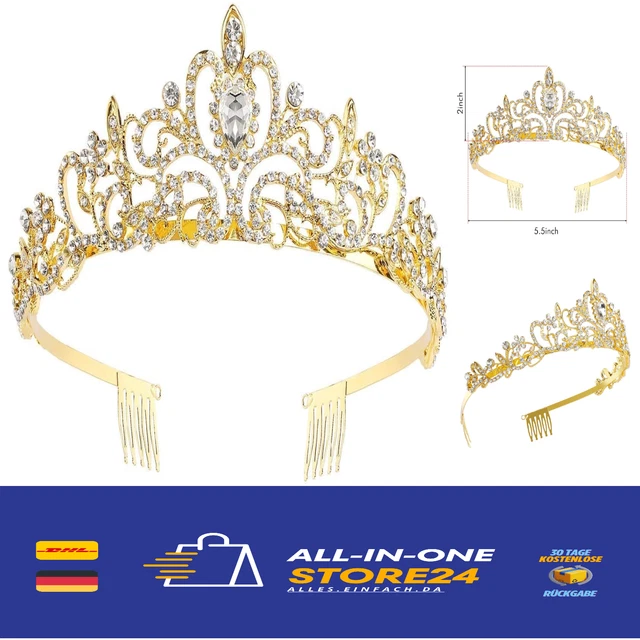 Kamirola Barocke Hochzeitskrone Mit Perlen & Strass – Silber, 16 Cm Durchmesser, Mit Haarnadeln