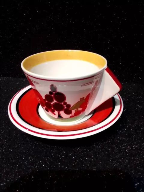 Clarice Cliff Wedgwood Conical "Tree And House "Cup And Saucer.