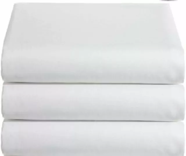 Flat Hospital Bed Sheets - Twin Size Flat Sheets - Cotton/Poly - 3-Pack