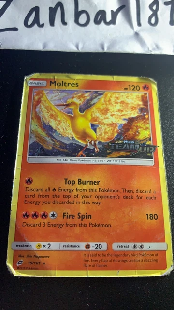 SEALED Moltres 19/181 Sun & Moon Team Up Stamped Holo Pokemon Promo Card MINT