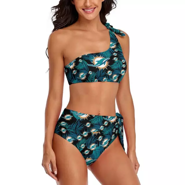 2pcs Miami Dolphins Women's Bikini Swimming Costume Suit Holiday Bikini