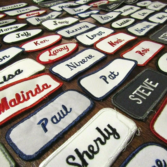 VINTAGE EMBROIDERED WORK Uniform Name Tag Badge Patch Sew On for