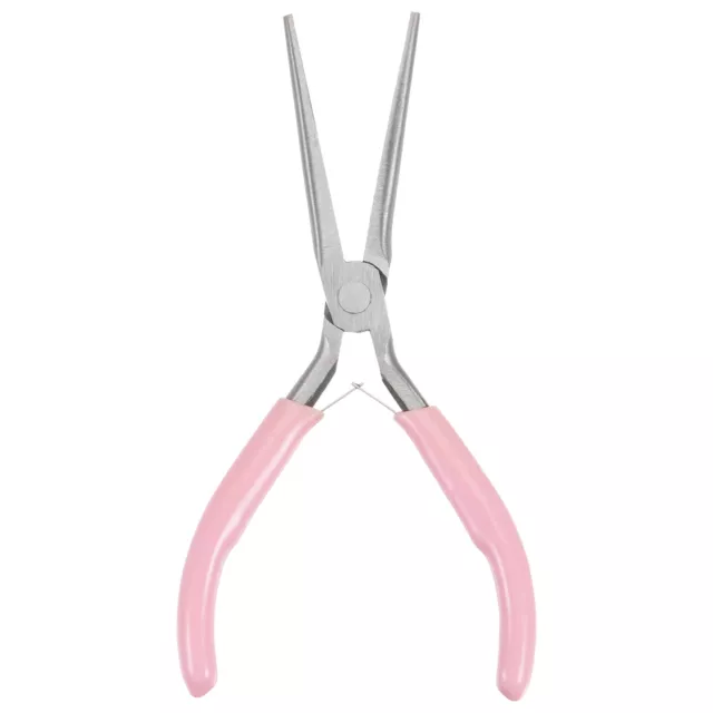 Mini Needle Nose Pliers 4.5" Mini Flat Jaw Precision Plier with Pink Handle