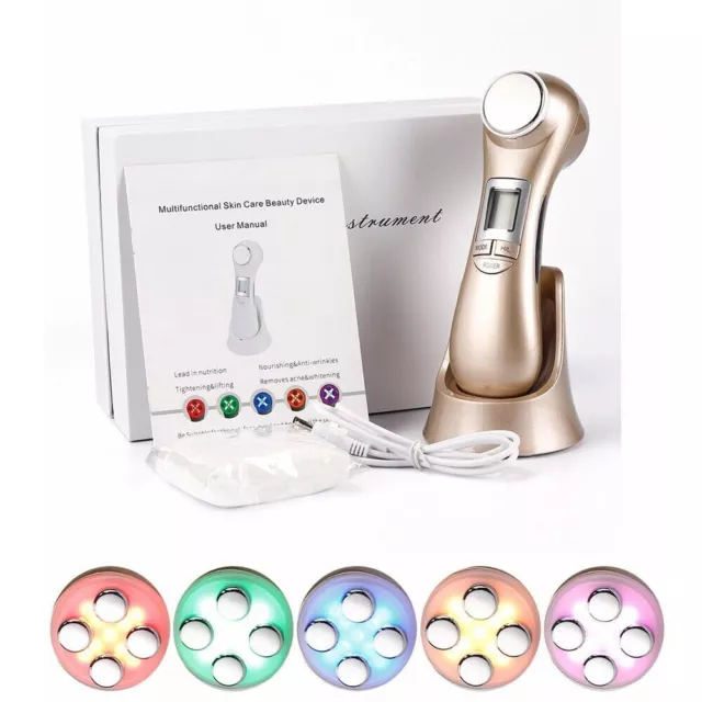 Gold Pro 6 In 1 Massager Led Rf Photon Therapy Facial Skin Lifting Rejuvenation