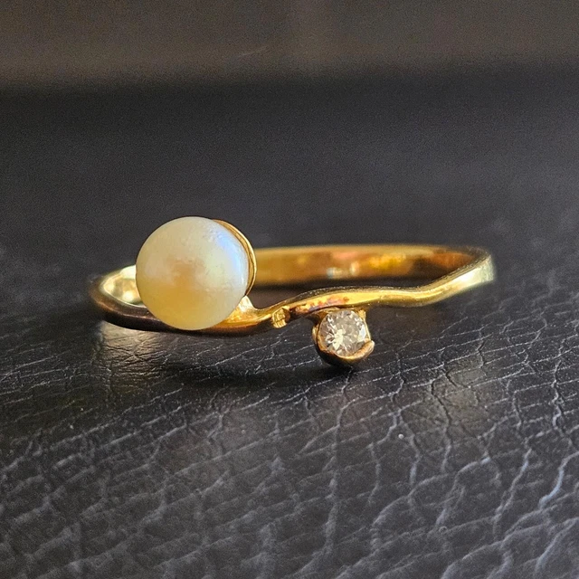 Grande Bague Vintage Bronze, Perle Noire Et Onyx – Taille 52, Unique