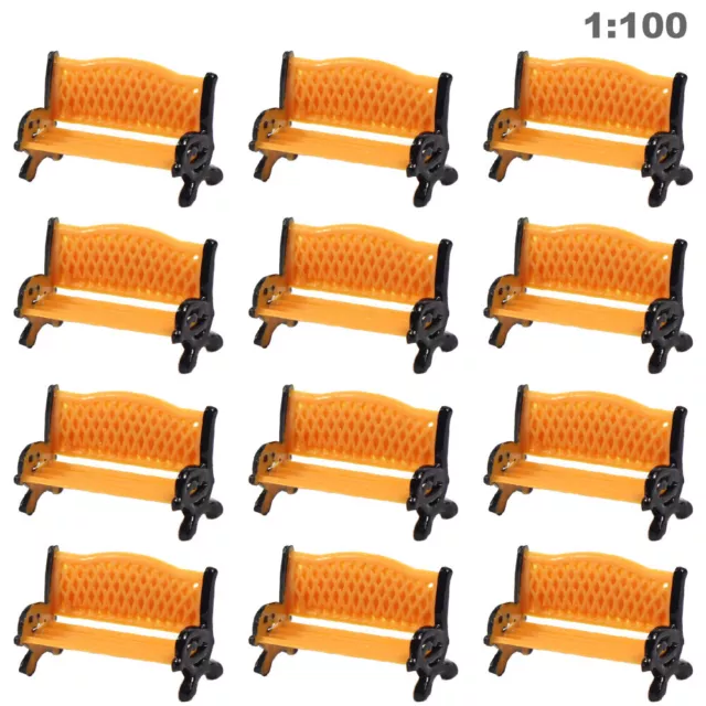 12pc Model Train Platform Park Street Seat Bench Chair Settee 1:100 TT HO Gauge