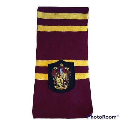Harry Potter Gryffindor House Scarf Burgundy Yellow Stripe Knit Scarf 56 Inches