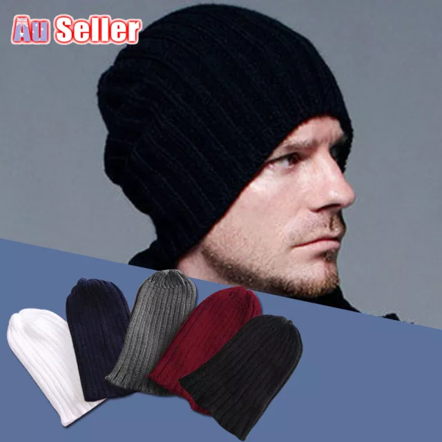 Ski Thick Winter Warm Hip-Hop Unisex Knitting Cap Black Women Men Plain Beanie