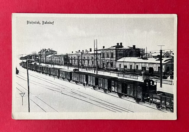 AK BIALYSTOK in Polen um 1910 Bahnhof mit Eisenbahn Waggons  ( 138491