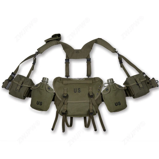 M1956 M1961 Réplique d'équipement de guerre du Vietnam Guerre mondiale de l'armée américaine de Corée avec longue pochette, vert