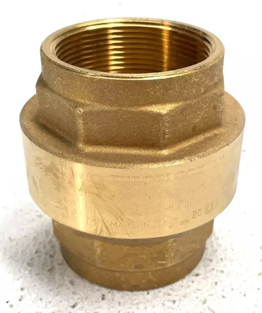 Brass In-line Check Valve 2" NPT Thread 400 psi WOG / EUROBLOCK Series 100002