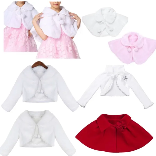 Baby Girls Princess Flower Dress Bolero Shrug Cardigan Faux Fur Jacket Cape Coat
