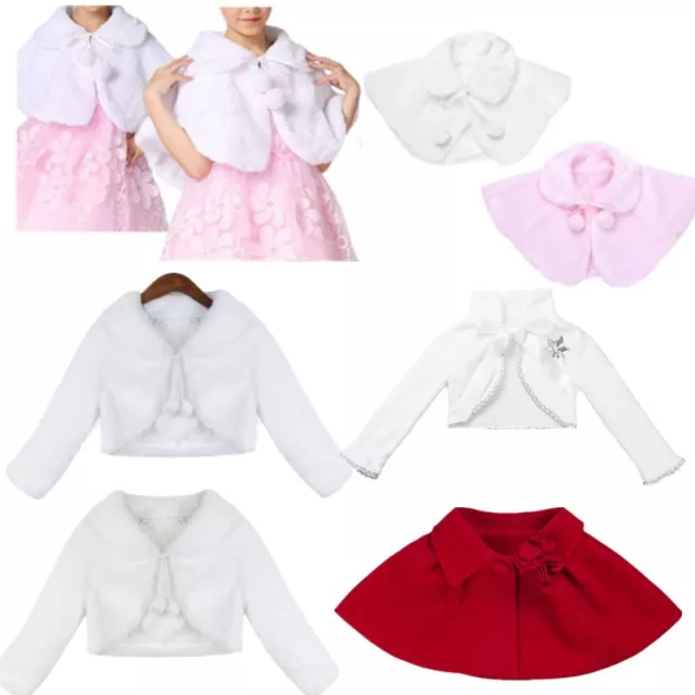 Kids Baby Girls Princess Bolero Shrug Cardigan Jackets Cape Coat Flowers Dress