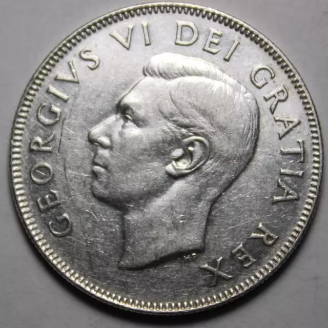 Canada 1951 Silver 50 Cents, Nice Grade, Old Date KGVI (Y397)