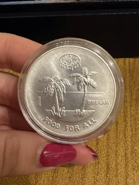 Fao Money Collection Coin Islands Solomon 1 Dollar 1995 Silver Q5