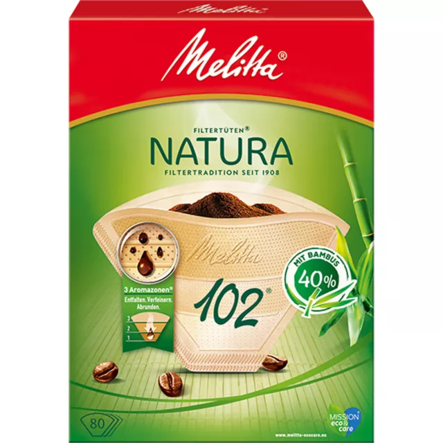 Melitta Natura Filtre à Café Sac Filtre 102 Naturel 80 Pièces