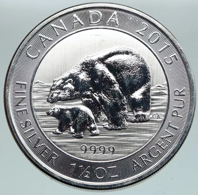 2015 CANADA UK Queen Elizabeth II POLAR BEAR & CUB Proof Silver $8 Coin i86756