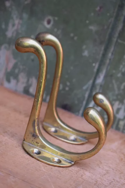 Pair of Reclaimed Coat Hooks peg rack stand vintage original antique old painted