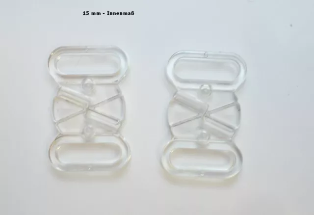 2 Bikiniverschluss 15 mm Kunststoff transparent