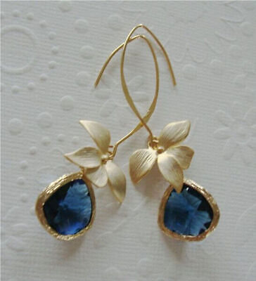 Fashion Drop Earrings Women Gold Plated Cubic Zircon Wedding Jewelry A Pair/set