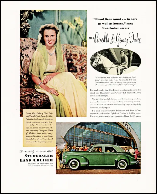 1941 Studebaker Land Cruiser Priscilla St George Duke vintage photo print ad XL4
