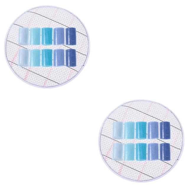 2 Set 2 Set Lana Corta Acrilico Gancio Blocco Tappeto Filato Uncinetto Blu